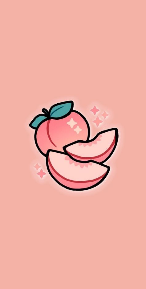 Peach And Strawberry Aesthetic, Peach Drawing Aesthetic, Sticker Lockscreen, Light Peach Aesthetic Wallpaper, Peach Drawing Cute, Cute Peach Wallpaper, Peach Lockscreen, Peaches Drawing, Peaches Illustration