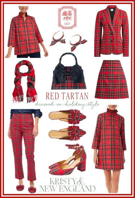 Red Tartan Skirt Outfit, Plaid Shoes Outfit, Red Plaid Pants Outfit, Christmas Plaid Outfit, Red Tartan Dress, Heels Bow, Holiday Capsule Wardrobe, Skirt Tops, Jackie O Style