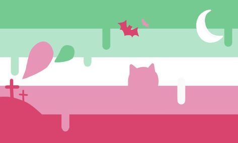 Abrosexual flag(colors from top to bottom: green, light green, white, light pink and pink) with some spooky details. Abrosexual Aesthetic, Attraction Flags, Abrosexual Flag, Pride Stuff, Lgbtq Funny, Lgbtq Flags, Diy Store, Taste The Rainbow, Icon Icon