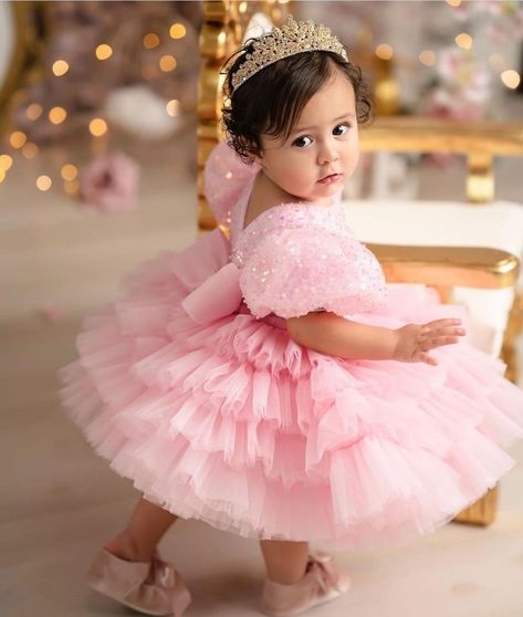 1st Birthday Dress For Baby Girl, Birthday Frocks For Baby Girl, Kiddie Prom, 1st Birthday Girl Dress, Birthday Frocks, Baby Princess Dress, Frocks For Babies, Kids Party Wear Dresses, Kids Party Wear