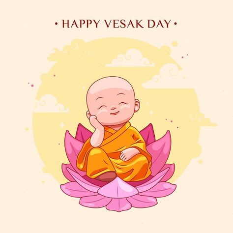 Flat design vesak celebration Free Vecto... | Free Vector #Freepik #freevector #celebration Baby Buddha Drawing, Waisak Day Design, Cute Buddha Drawing, Happy Vesak Day, Happy Vesak, Arte Ganesha, Vesak Day, Buddha Drawing, Drawing Themes