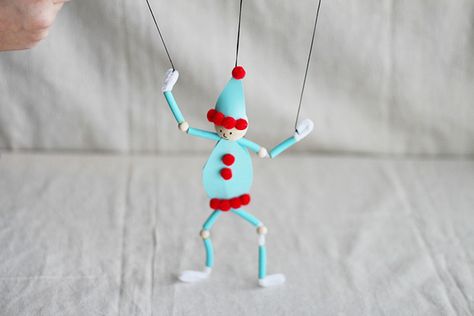 DIY Pasta Puppet: Elf | Handmade Charlotte Calder Circus, Puppet Diy, Cotton Ball Crafts, Diy Elf, Diy Pasta, Voice Training, Winter Diy Crafts, Puppets For Kids, Puppets Diy