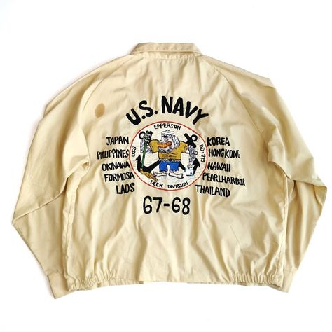 DoubleTstore Vintage Clothing on Instagram: “No. 5 "Made by Double T store"...Vintage Souvenir Jacket . . . SOLD OUT..!!” Battle Jacket, Souvenir Jacket, Men's Outerwear, Vintage Souvenir, No 5, Mens Outerwear, Vintage Clothing, Long Sleeve Tshirt Men, Vintage Outfits