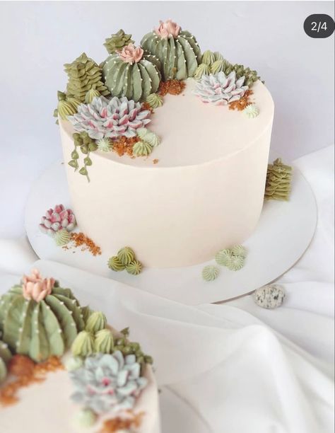 Succulents Birthday Cake, Succulent Cakes Birthday, Succulent Cake Ideas Birthday, Plant Lover Cake Ideas, Simple Succulent Cake, Birthday Cake For Plant Lover, Birthday Cake Plants Theme, Plants Birthday Theme, Plant Cake Ideas Easy