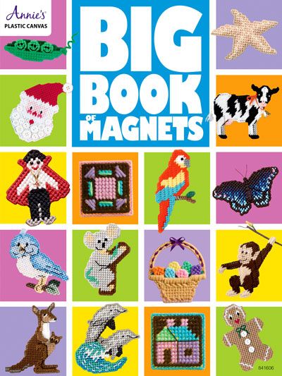 Big Book of Magnets Plastic Canvas Book – Needle Work Plastic Canvas Books, Plastic Canvas Patterns Free, Leisure Arts, Christmas Canvas, Cute Messages, Plastic Canvas Crafts, French Knot, Canvas Projects, Yarn Sizes