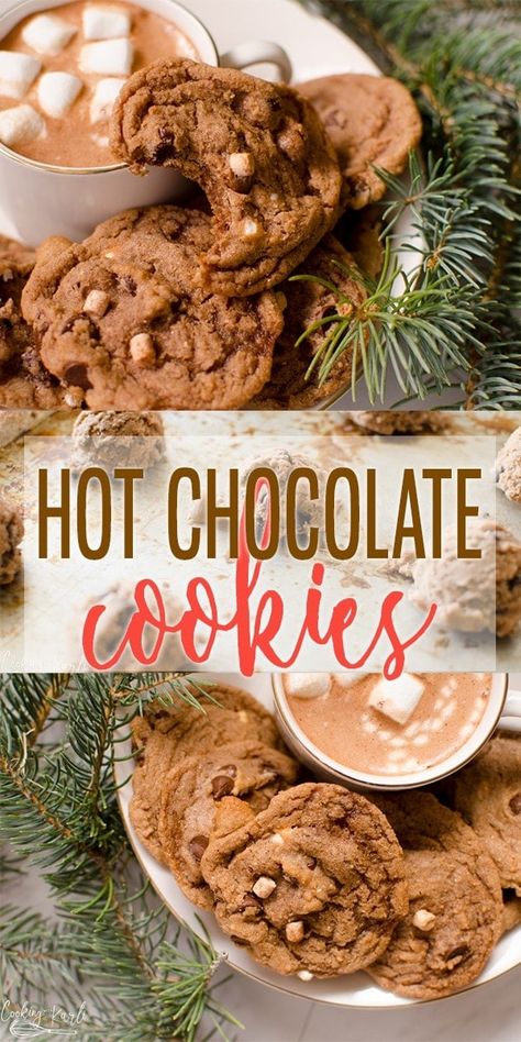 Hot Chocolate Baked Goods, Hoho Cookies, Hot Coco Cookies Recipes, Hot Chocolate Powder Recipe Desserts, Hot Cocoa Cookies Recipe, Cookies With Hot Chocolate Powder, Coco Cookies, Chocolate Marshmallow Cookies, Hot Cocoa Cookies