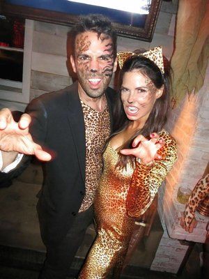 Cute couple's Halloween Costume! Cheetah and leopard print Halloween makeup! The makeup completes it! Cheetah Couple Costume, Leopard Couple Costume, Cheetah Duo Costume, Cute Cheetah Halloween Costumes, Cheetah And Hunter Couple Costume, Cute Leopard Halloween Costume, Cheetah Custom Halloween, Leopard Print Halloween, Cheetah Costume