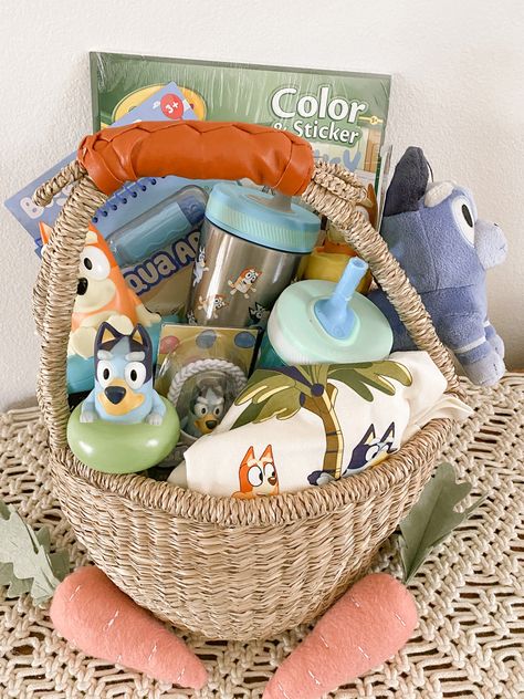 Easter For Toddlers Basket Ideas, Things To Put In Easter Baskets, Amazon Easter Basket Ideas, Bluey Easter Basket, Easter Toddler Basket, Easter Gift Baskets For Kids, Easter Basket For Toddler Girl, Bluey Gift Ideas, Easter Baskets For Babies