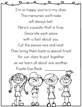 Back to School All About Me Puzzle {FREEBIE!} All About Me Poem, All About Me Puzzle, School All About Me, Preschool Rules, September Ideas, Welcome To Kindergarten, All About Me Activities, About Me Activities, I Am Unique