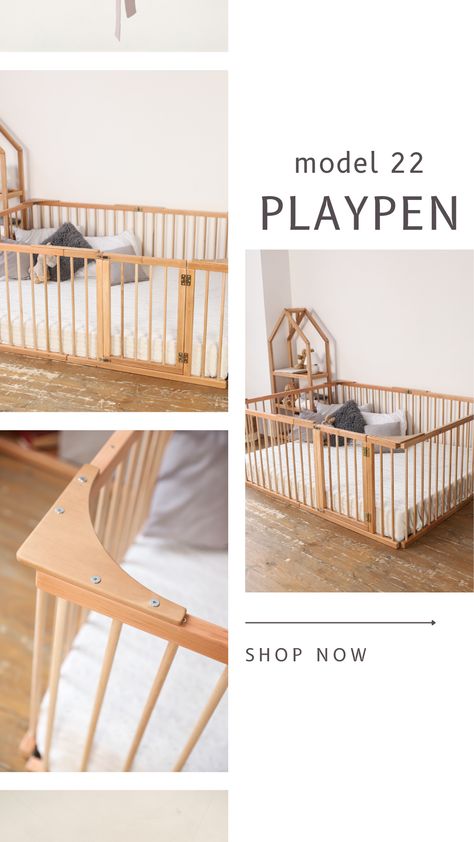 ✦ Sleep and Play The Transformable Playpen Bed by BUSYWOOD will be a highlight in your kid's room. There are two modifiable shapes of the playpen, which can be fixed with the help of special fixators for the corners Playpen Ideas, Playpen Bed, Toddler Beds, Floor Bed, Baby Room Decor, Baby Room, Toddler Bed, The Help, Mattress