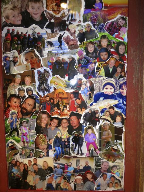 Ripped photo collage from family 2013 photos. Ripped Photo Collage, Family Collage Ideas For School, Ripped Photo, Childhood Collage, Collage Photo Frame Design, Family Pictures On Wall, Family Collage, Pink Party Decorations, Collage Gift