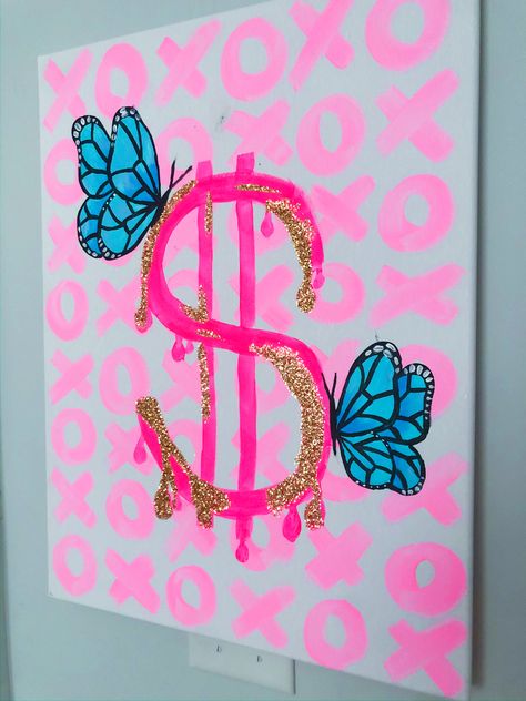 Canvas Art Diy, Pink Canvas Art, Dorm Art, Trippy Painting, Hippie Painting, Simple Canvas Paintings, Cute Canvas Paintings, Easy Canvas Art, Canvas Drawings