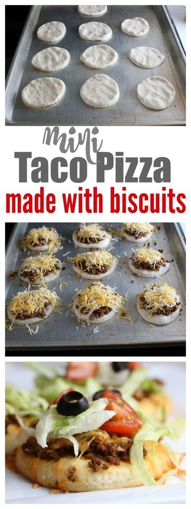 Mini Taco Pizza Recipe Fingerfood Recipes, Refrigerator Biscuits, Taco Pizza Recipe, Steak Marinades, Taco Pizza Recipes, Mini Taco, Mini Tacos, Pizza Snacks, Taco Pizza