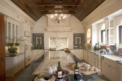 Grand Italian Villa- Gourmet kitchen, custom marine life mosaic, stone hearth. by Gonzalez-Abreu | Alas Architects (GAA) - Lookbook - Dering Hall Italian Villa Layout, Italian Villa Kitchen, Bloxburg Villa, Italian House Interior, Italian Villa Interior, Italian Mansion, Italian Cottage, Villa Kitchen, Italian Style Kitchen