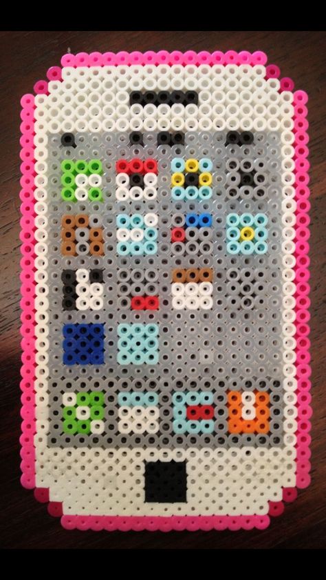 iPhone perler bead! Perler Bead Ideas, Hamma Beads Ideas, Easy Perler Bead Patterns, Pearl Beads Pattern, Easy Perler Beads Ideas, Fuse Bead Patterns, Hama Beads Design, Perler Crafts, Hama Beads Patterns