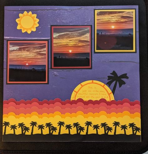 Scrapbooking Sunset Layouts, River Scrapbook Layouts, Bahamas Scrapbook Layouts, Tropical Scrapbook Pages, Vacation Scrapbook Pages, Cruise Scrapbook Ideas, Florida Scrapbooking Layouts, Tropical Scrapbook Layouts, Scrapbook Sunset