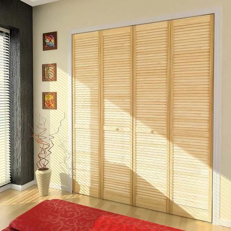 Louvered Wood Primed Bi-Fold Door Sliding Mirror Closet Doors, Accordion Doors, Bi Fold Door, Bifold Closet Doors, Glass Barn Doors, Shaker Doors, Sliding Closet Doors, Swinging Doors, Closet Door