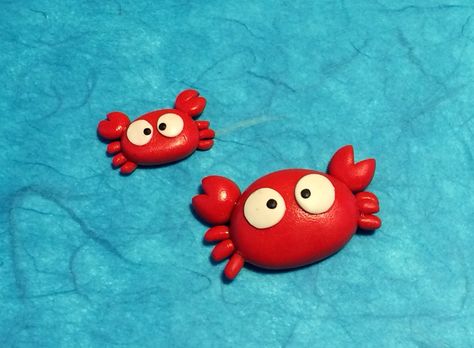 Polymer clay crabs (created by Kelly Bouchard) Pottery Speaker, Clay Crab, Crea Fimo, Easy Polymer Clay, Crazy Cake, All Crafts, Clay Magnets, Clay Diy Projects, Craft House