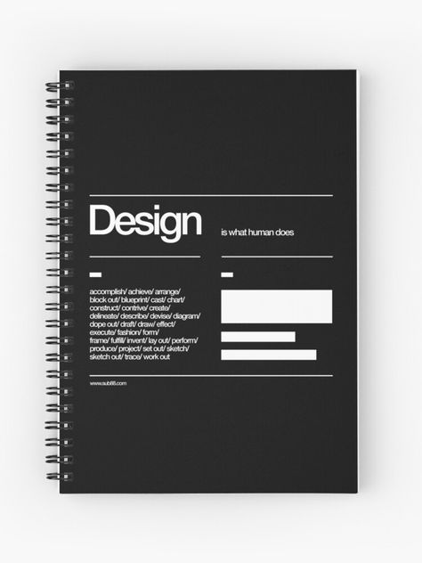 "Design" Spiral Notebook by sub88 | Redbubble Notebook Inside Pages Design, Notebook Branding, Architect Photoshoot, Corporate Notebooks, Back Cover Design, Milk Brands, Swiss Style, Notebook Cover Design, Design Journal