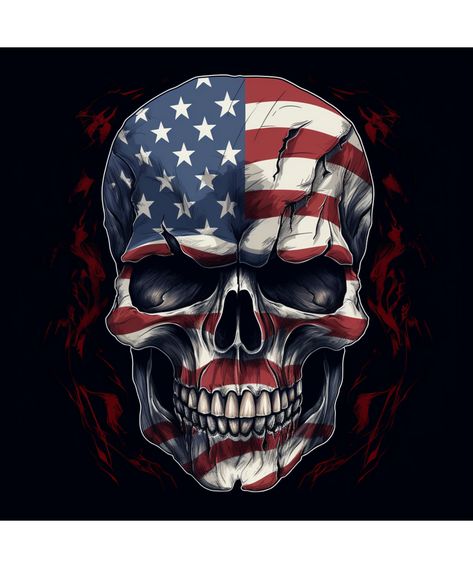 American flag skull Veterans Day Clip Art, July Clipart, 4th Of July Clipart, Badass Skulls, Tag Png, Redbubble Products, American Traditional Tattoo, Skull Shirts, Skull Tattoos