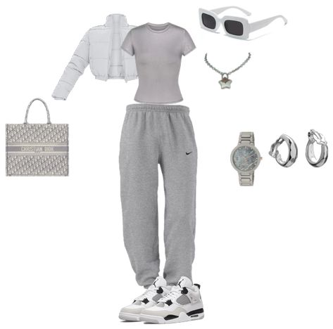 Outfit Ideas Cloudy Day, Gray Jordans Outfit Women, Grey Top Outfit Ideas, Cool Grey 4s Outfit, Cloudy Outfit Ideas, Gray Sneakers Outfit, Cloudy Weather Outfit, Cloudy Outfit, Grey Jordans Outfit