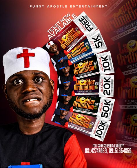 Comedy show ticket design Comedy Show Design, Ticket Flyer Design, Red Carp, Design Flyers, Creative Advertising Design, Ticket Design, Graphic Design Flyer, Social Media Design Inspiration, Design Artwork