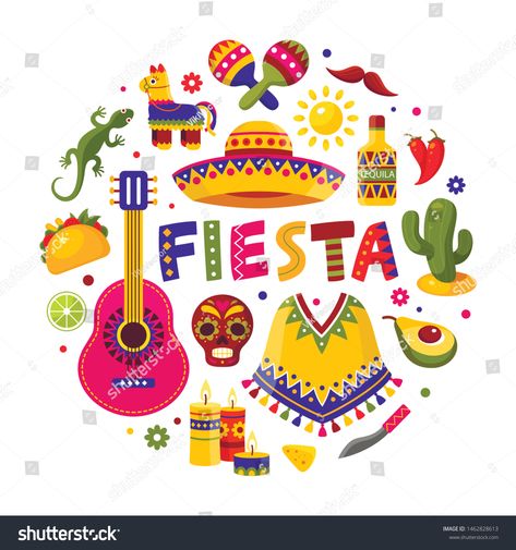 Mexican holiday set, traditional poster for fiesta design. Vector flat style cartoon Mexican holiday illustration isolated on white background #Ad , #sponsored, #poster#fiesta#design#traditional Mexican Illustration Art, Mexican Illustration, Mexico Illustration, Traditional Poster, Mexican Festival, Market Day Ideas, Mexican Holiday, Printable Pictures, Mexican Designs