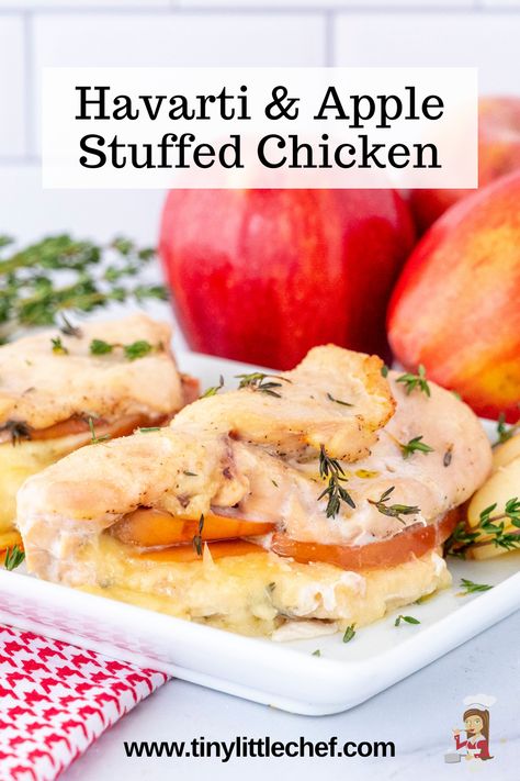 Chicken Havarti Recipe, Havarti Cheese Chicken Recipes, Apple Brie Stuffed Chicken Breast, Slow Cooker Herbed Chicken And Potatoes, Apple And Brie Stuffed Chicken, Apple Stuffed Chicken, Stuffed Chicken Recipe, Juicy Chicken Breast, Chicken Kiev