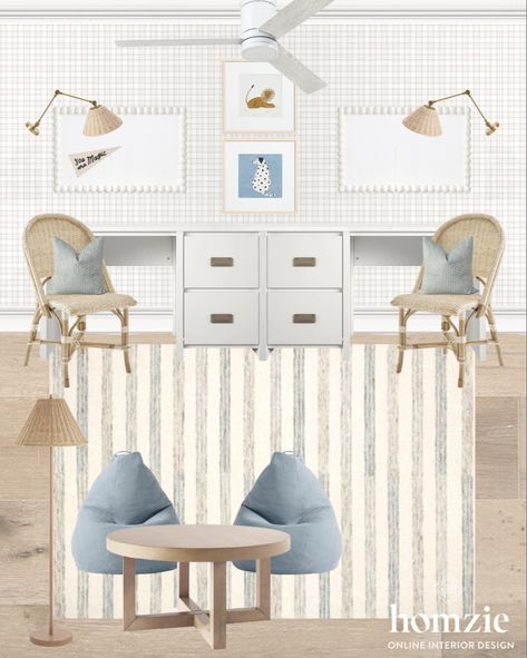 Dining Room Into Playroom, Coastal Playroom, Homework Space, Homework Room, Pirate Room, Kids Loft, Office Playroom, Bean Bag Chairs, Coastal Interiors Design