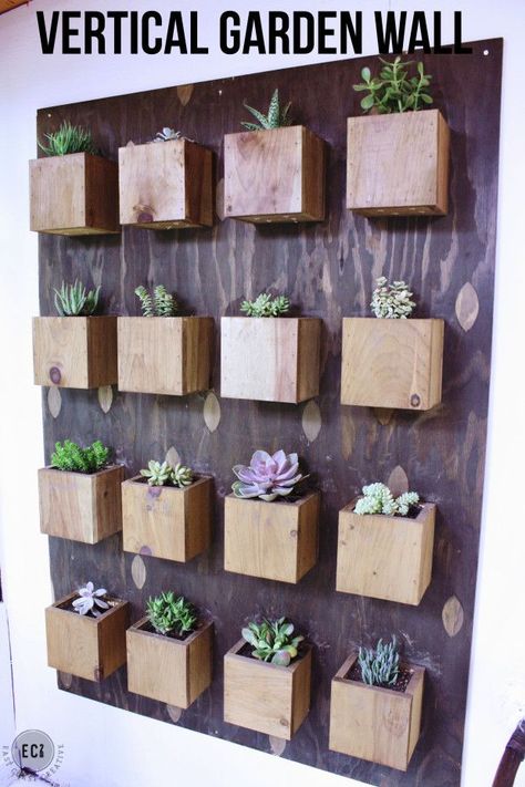 DIY Vertical Garden Wall-  East Coast Creative Vertical Garden Planters, Succulent Planter Diy, Garden Wood, نباتات منزلية, Vertical Garden Wall, Vertical Garden Diy, Succulent Wall, Cactus Decor, Wall Garden