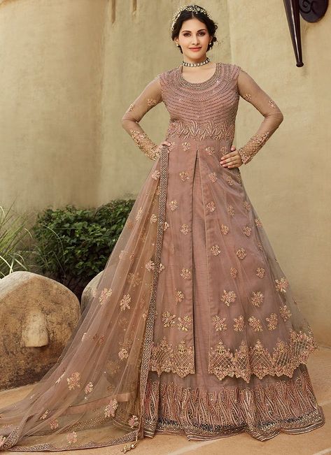 Brandy Rose, Long Choli Lehenga, Lehenga Anarkali, Indian Wedding Lehenga, Anarkali Lehenga, Lehenga Suit, Lehenga Style, Net Lehenga, Pink Lehenga