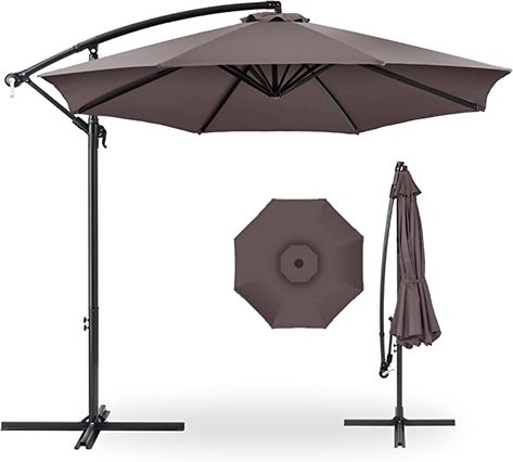 Best Choice Products 10ft Offset Hanging Market Patio Umbrella w/Easy Tilt Adjustment, Polyester Shade, 8 Ribs for Backyard, Poolside, Lawn and Garden - Deep Taupe Patio Blocks, Traditional Patio, Cantilever Patio Umbrella, Offset Patio Umbrella, Shade Umbrellas, Offset Umbrella, Outdoor Market, Color Cafe, Outdoor Umbrella