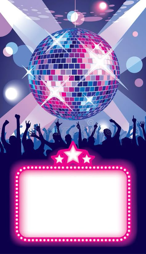 Disco party. Isolated raster version of vector image of disco banner with a part , #Aff, #version, #vector, #image, #raster, #Disco #ad Disco Banner, Disco Background, Retro Invitation, Happy Birthday Clip Art, New Years Ball, Party Illustration, Dance Party Invitations, Lights Decoration, Mirror Lights