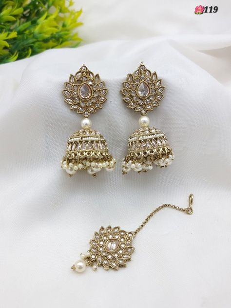 Order #NEW Design Mehendi Polki Jhumka Tikka SET  Artificial Jewellery SHRI Online on Whatsapp +919619659727 or ArtistryC.in 

Price 825 + Shipping Extra 
Click  the link for more designs:+919619659727 Maang Tikka With Earrings, Design Mehendi, International Courier Services, S Love Images, Fancy Jewellery Designs, Maang Tikka, Artificial Jewellery, Fancy Jewellery, Courier Service