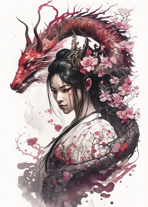 Geisha dragon art print by Graphic Japanese. #geisha #dragon #art #print . #Japanese_Geisha_Tattoo #Geisha_Tattoo_Design #Japanese_Art_Samurai #Dragon_Tattoo_Art Japanese Geisha Tattoo, Geisha Drawing, Geisha Artwork, Geisha Tattoo Design, Japanese Art Samurai, Dragon Tattoo Art, Samurai Tattoo Design, Geisha Tattoo, Japan Tattoo Design