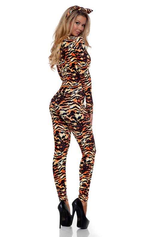 Carnaval Costume, Tiger Print, Catsuit, Catwoman, Mock Neck, Two Piece Pant Set, Jumpsuit, Trending Outfits