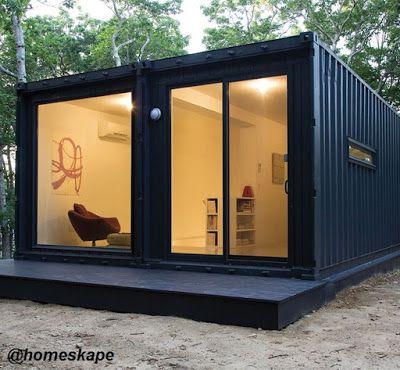 HÔMESKAPE™: Shipping Container Home Homeskape Black Series Container Home Designs, Container Homes For Sale, Tiny Container House, Shipping Container Cabin, Home Gym Design Garage, Container Cabin, Shipping Container House Plans, Container Buildings, Building A Container Home