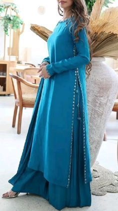 Designs For Simple Suit, Formal Sleeves Design, Design Of Plain Suits, Long Pakistani Suits, Stitching Designs For Suits, Pakistani Long Dress Design, Selves Designs Pakistani, Simple Plain Dress Designs, Suit Neckline Designs