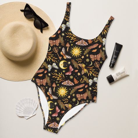 Celestial Butterfly, Aesthetic Swimsuit, Unique Swimsuits, Seventies Fashion, Swimming Suit, Cottagecore Aesthetic, Nature Inspired Design, Swimsuits For All, Womens Bathing Suits