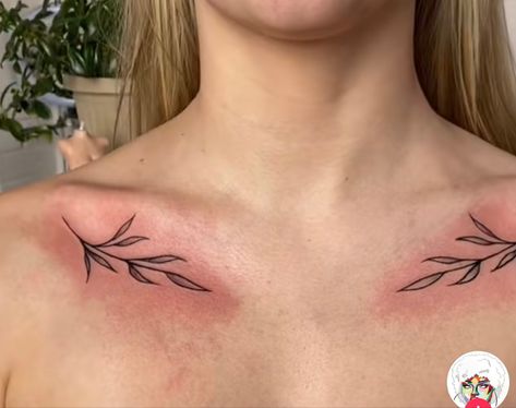 Collarbone Tattoo Both Sides, Simple Collar Bone Tattoos For Women, Plant Collar Bone Tattoo, Thorn Collar Bone Tattoo, Cringe Tattoos, Collar Tattoo, Tattoo Stencil Designs, Olive Branch Tattoo, Collarbone Tattoo