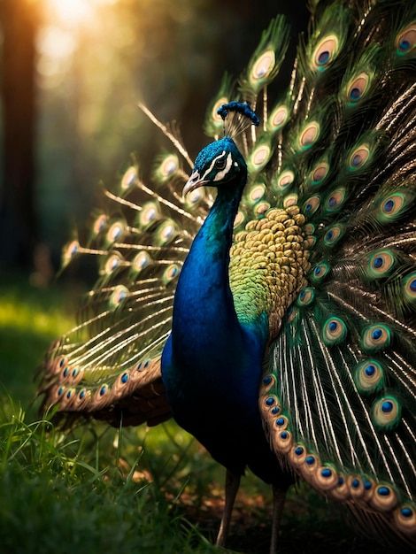 Premium Photo | Image of a Peacock on the green grass in a Forest Dancing Peacock Painting, Peacock Dance, Forever Wallpaper, Dussehra Wallpapers, Dancing Peacock, Bird Peacock, Feather Illustration, Peacock Images, Peacock Photos