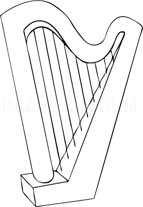 Irish Harp Drawing, Glass Instruments, Musical Drawings, Instrument Drawing, Harp Instrument, Cardboard Guitar, Musical Instruments Drawing, Draw Music, Thailand Wallpaper