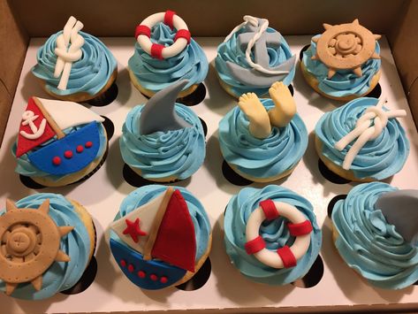 Boat Themed Cupcakes, Boat Cupcakes, House Cupcakes, Fishing Cupcakes, Boat Theme, Yatch Boat, Wedding Cruise, Fish Ideas, Bridal Shower Cupcakes