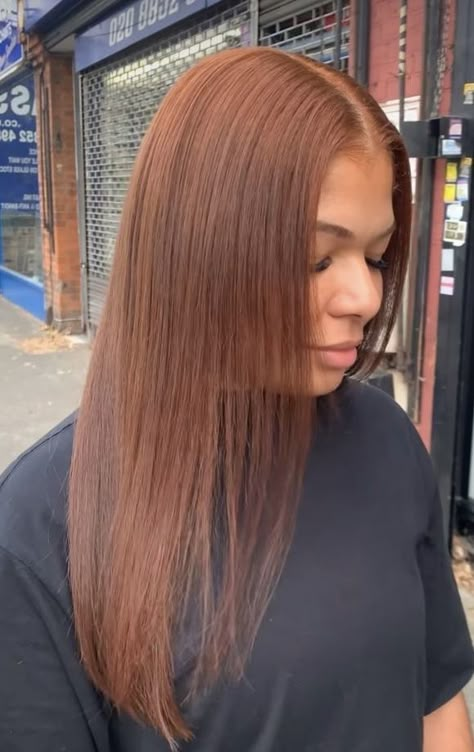 Ginger Brown Hair Black Women, Ginger Wig, Natural Straight Hair, Girl Hair Colors, Brown Hair Dye, Ginger Hair Color, Dyed Hair Inspiration, Dyed Natural Hair, Pretty Hair Color