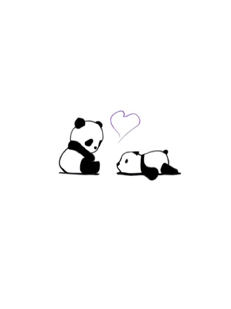 Panda Love Couple, White Wall Stickers, Panda Bear Tattoos, Hanuman Tattoo, Baby Pandas, Coffee Doodle, Panda Tattoo, Panda Drawing, Chicano Style Tattoo