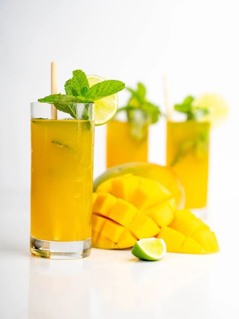 Mango Mojito – Hanalei Spirits Mojito Ingredients, Mango Mojito, Mint Sprig, Mango Juice, Main Menu, Highball Glass, Sparkling Water, Mojito, Rum