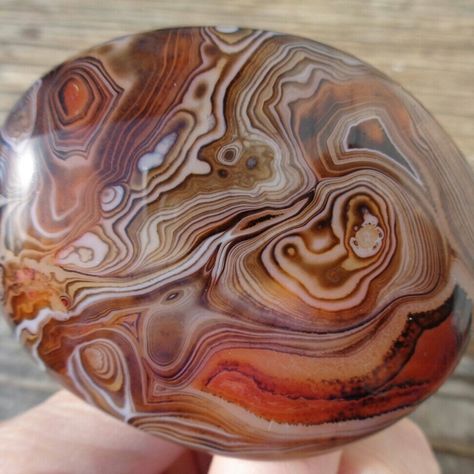 Banded Agate palm stone from Madagascar. Oil Blends, Banded Agate, Palm Stone, Crystals Minerals, Rocks And Minerals, Essential Oil Blends, Oil Blend, Rocks And Crystals, Creative Inspiration