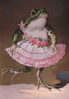 Frog in a pink dress. Frog Illustration, Frog Pictures, Funny Frogs, Frog Art, A Frog, Frog And Toad, Cute Frogs, Weird Art, Picture Collection