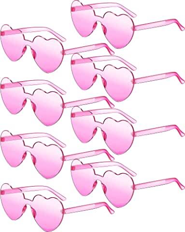 Amazon.com: Pink Snacks Sunglasses For Party, Frameless Glasses, Pink Snacks, Pink Party Favors, Heart Shaped Glasses, Oversized Round Sunglasses, Heart Glasses, Glasses Fit, Color Heart