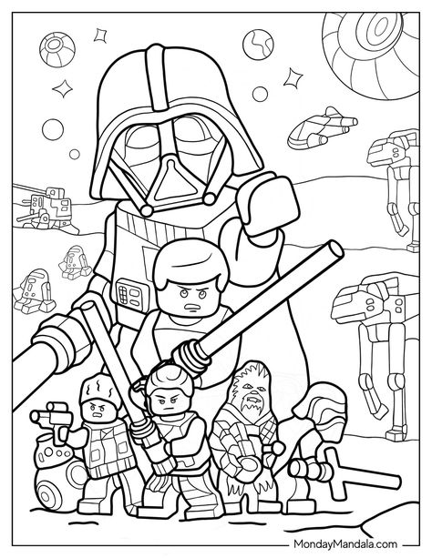 24 Lego Star Wars Coloring Pages (Free PDF Printables) Star Wars Coloring, Darth Vader Coloring Page, Star Wars Colouring, Star Wars Coloring Pages, Star Wars Dibujos, Star Wars Printable Coloring Pages, Star Wars Coloring Pages Printables Free, Star Wars Colouring Pages, Star Wars Coloring Pages For Adults